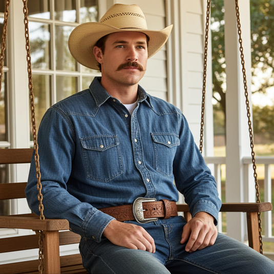 CP1005 - Cowboy Prayer Brown Cowhide Leather Belt