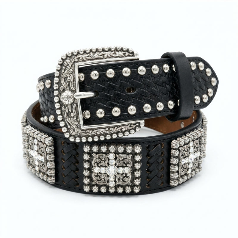Load image into Gallery viewer, A1014401 - Ariat Men's Black Belt with Cross Conchos
