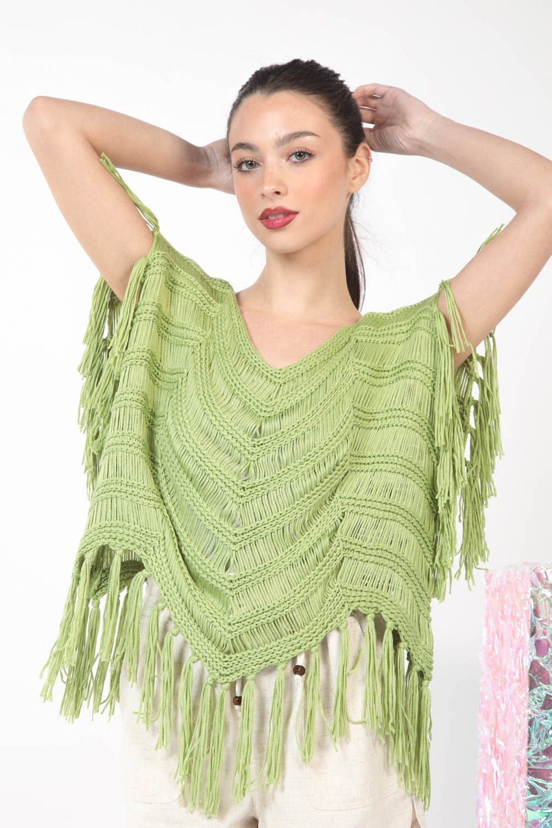 Load image into Gallery viewer, Very 6 -  Ladies Fringe Detail Oversized Sweater Top
