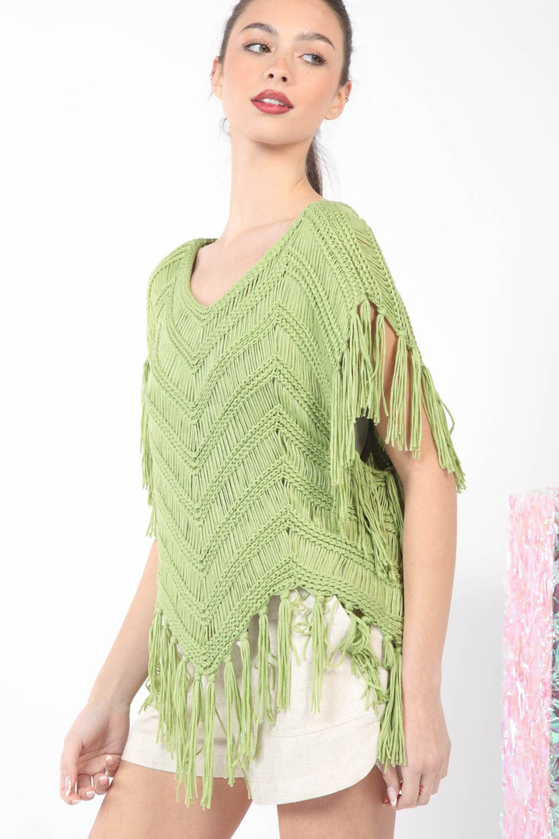 Load image into Gallery viewer, Very 6 -  Ladies Fringe Detail Oversized Sweater Top
