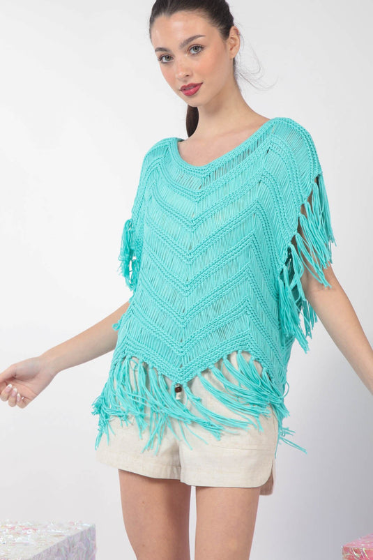 Very 7 -  Ladies Fringe Detail Oversized Sweater Top