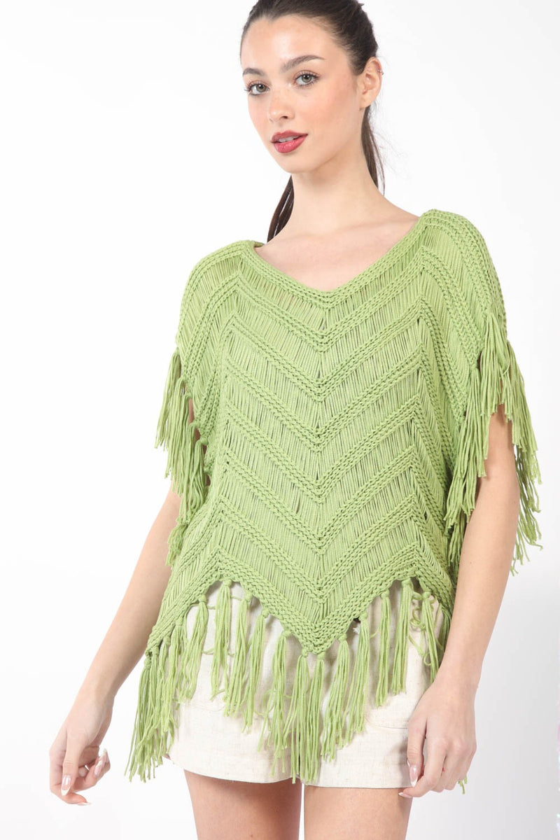 Load image into Gallery viewer, Very 6 -  Ladies Fringe Detail Oversized Sweater Top

