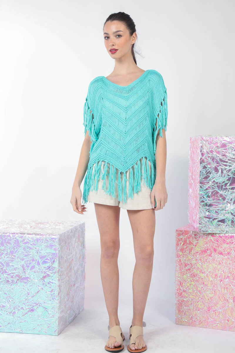 Load image into Gallery viewer, Very 7 -  Ladies Fringe Detail Oversized Sweater Top
