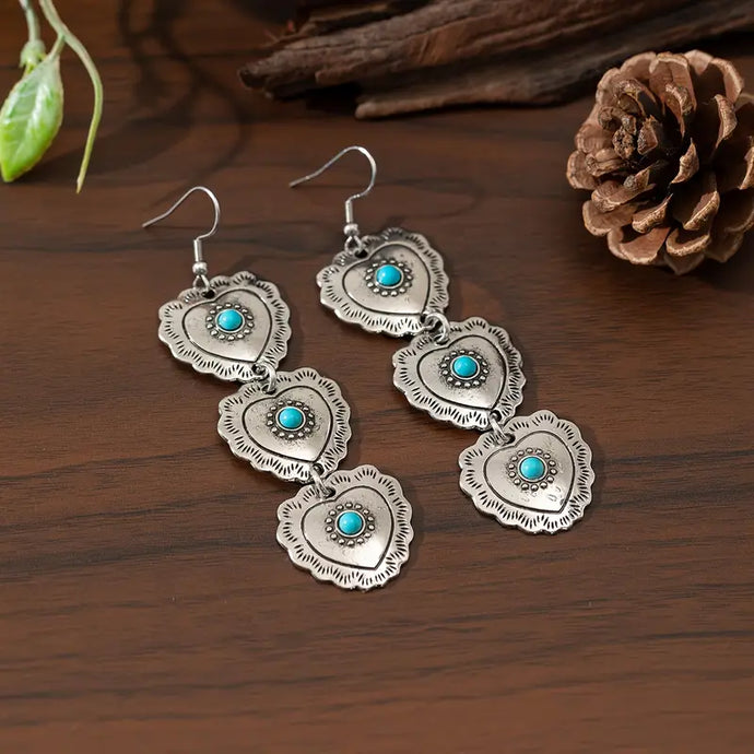 TMER68 - Triple Heart Drop Earrings
