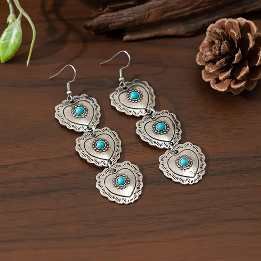 TMER68 - Triple Heart Drop Earrings