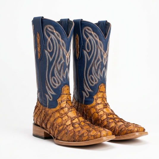 8021 - RockinLeather Men's Genuine Pirarucu Square Toe Western Boot