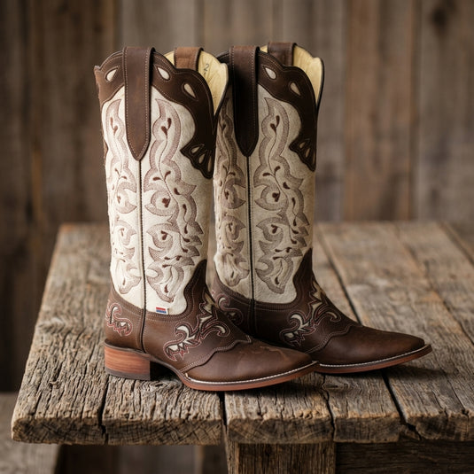 2157 - RockinLeather Women's Handcrafted Genuine Cowhair Leather Boot with Overlay