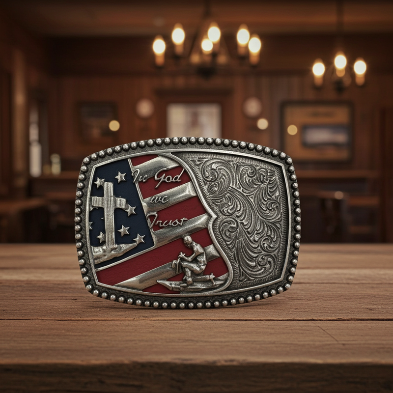 Load image into Gallery viewer, RLB008 - RockinLeather &quot;In God We Trust&quot; Belt Buckle
