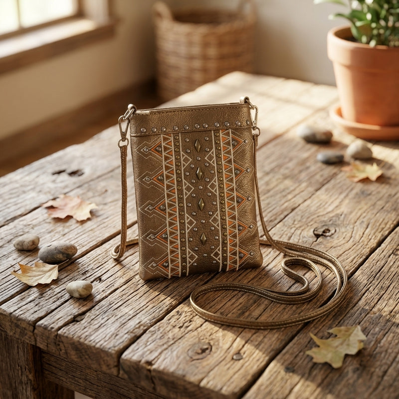 Load image into Gallery viewer, Rainbow Purse 8 - Brown with Orange Stitching

