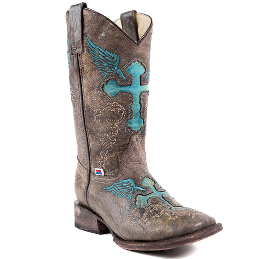 2147 - RockinLeather Women's Brown Crater Square Toe Western Boot