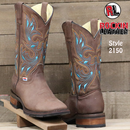 2150 - RockinLeather Women's Dark Brown Western Boot With Square Toe