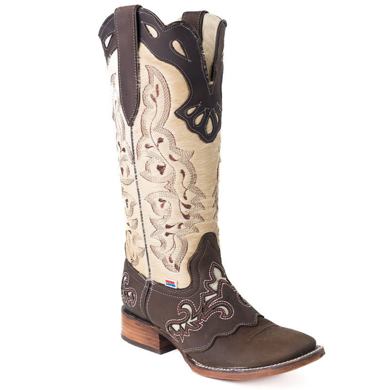 Load image into Gallery viewer, 2157 - RockinLeather Women&#39;s Handcrafted Genuine Cowhair Leather Boot with Overlay
