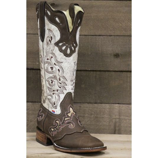 2157 - RockinLeather Women's Handcrafted Genuine Cowhair Leather Boot with Overlay
