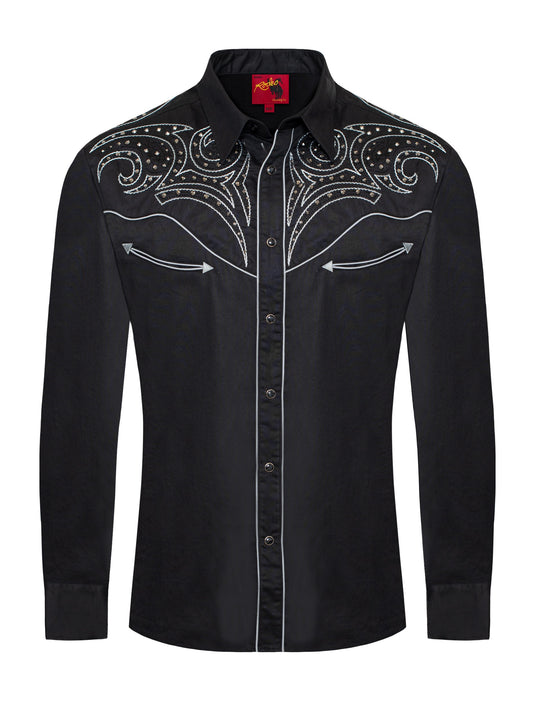 PS500D-1001 - Rodeo Clothing Men's Western Cowboy Embroidery Shirt