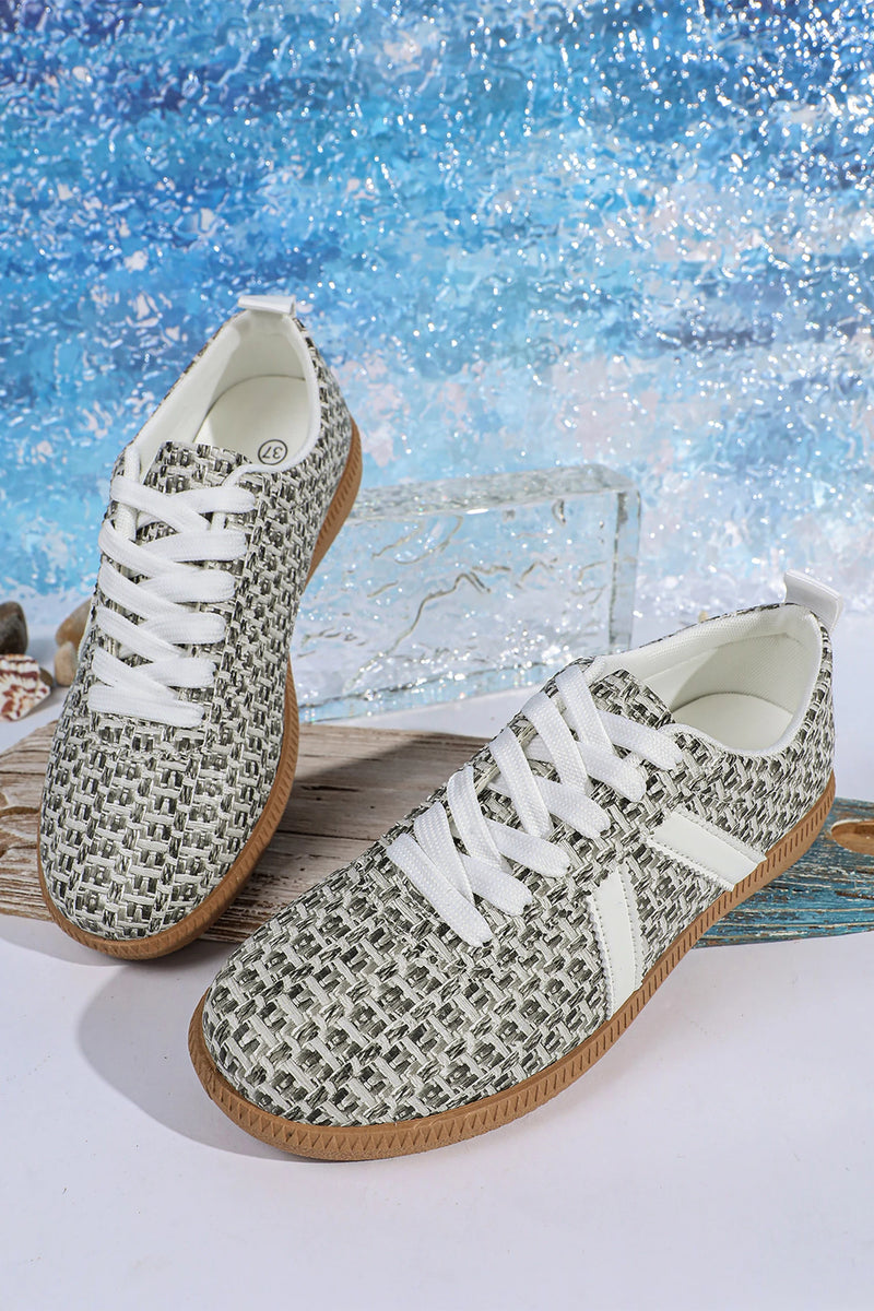 Load image into Gallery viewer, DLLSHOE 105 - Color Black PU Leather Color Block Leopard Contrast Lace Up Sneakers
