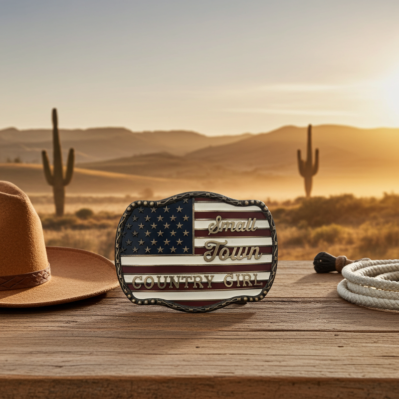 Load image into Gallery viewer, RLB006 - RockinLeather &quot;Small Town Country Girl&quot; Belt Buckle
