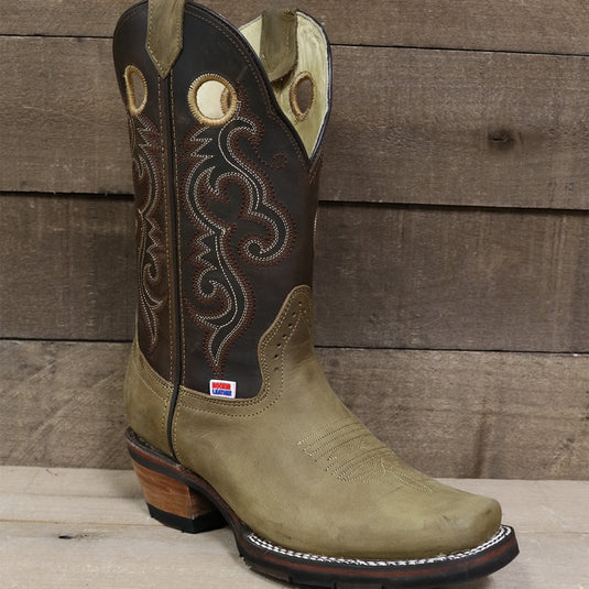 2176 - RockinLeather Women's Brass Brown Western Boot With Narrow Square Toe