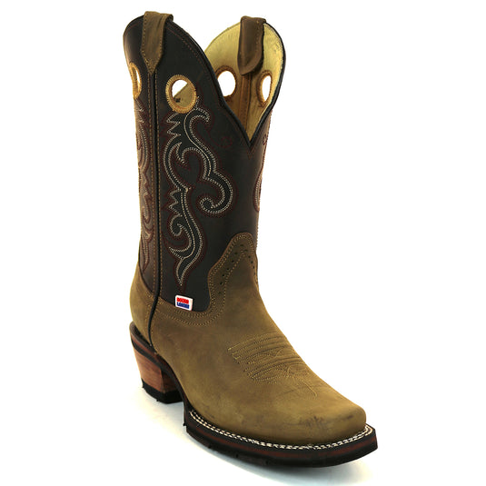 2176 - RockinLeather Women's Brass Brown Western Boot With Narrow Square Toe