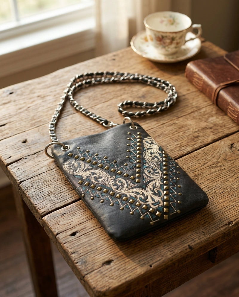 Load image into Gallery viewer, Rainbow Purse 14 - Black with Floral Design
