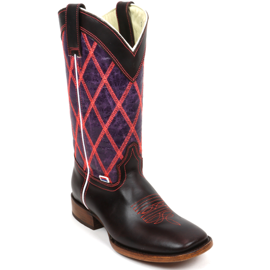 2185 - RockinLeather Women's Pink & Purple Criss Cross Western Boot