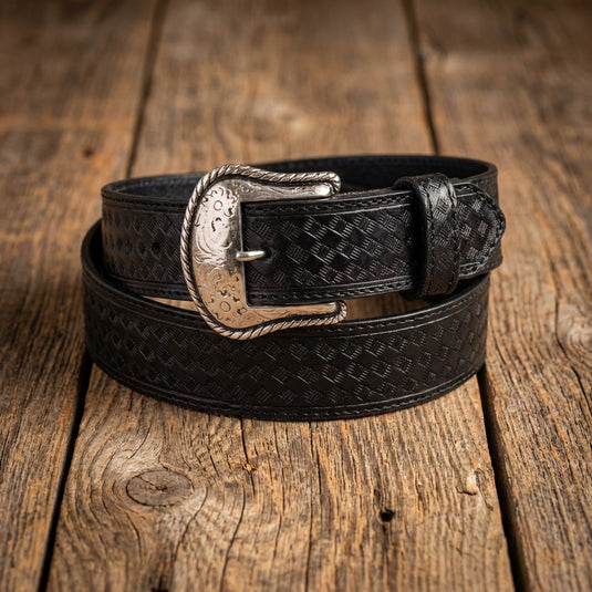 B1023 - RockinLeather Black Cowhide Leather Belt