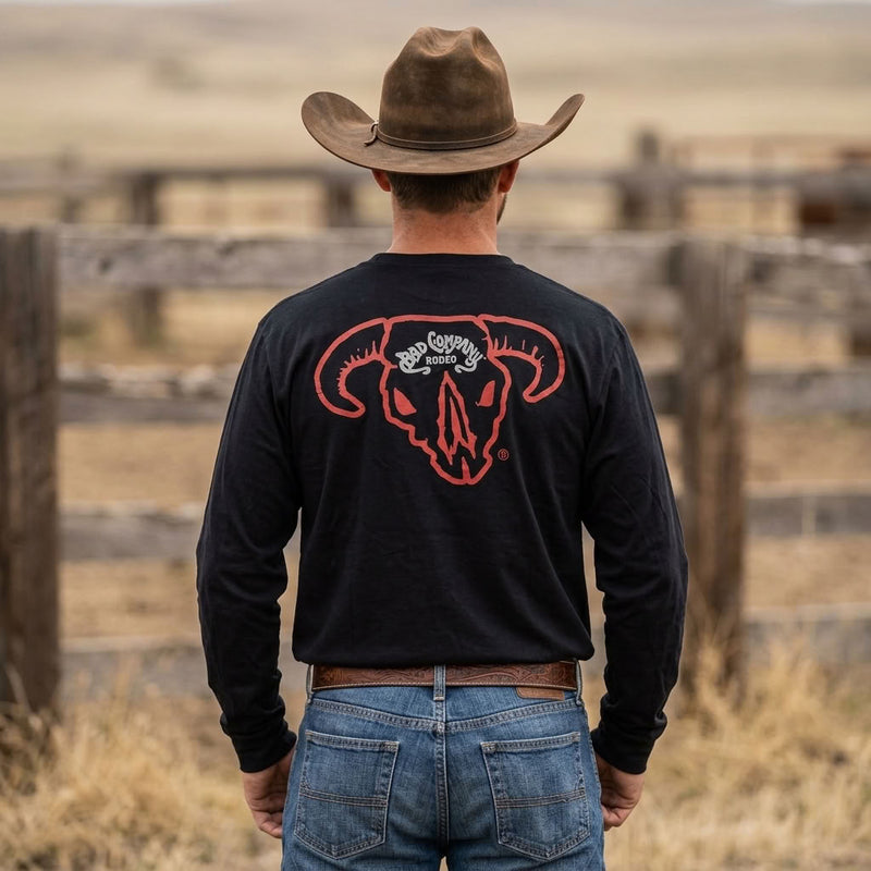 Load image into Gallery viewer, BCT2614BK - Hooey "Bad Company" Black Long Sleeve Shirt W/Red &amp; White Logo
