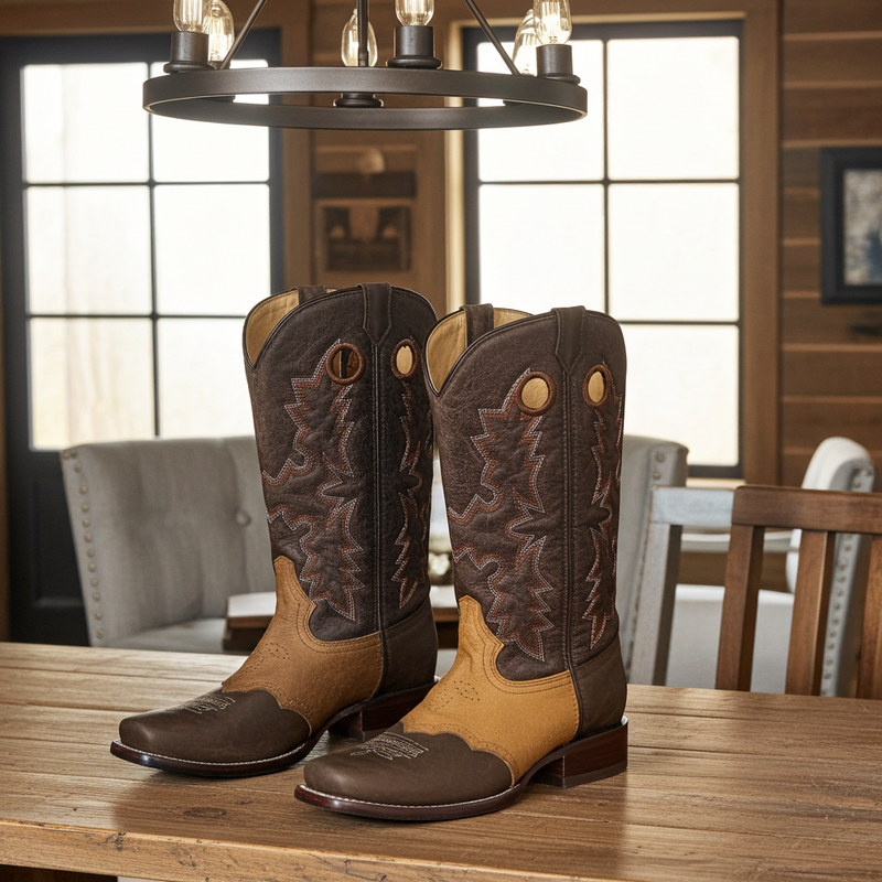 Load image into Gallery viewer, CP5005 - Cowboy Prayer Men&#39;s Chocolate Western Boot With Overlay
