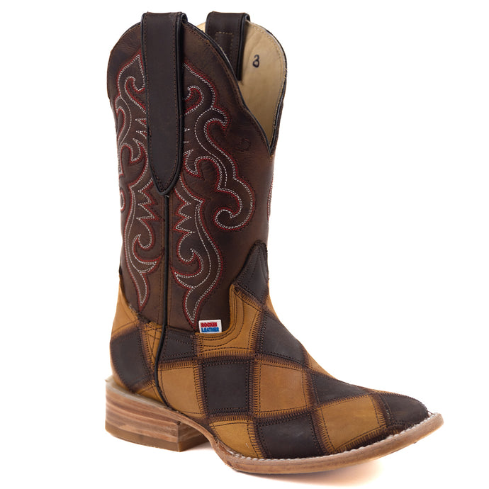 2201 - RockinLeather Women's Patchwork Square Toe Western Boot