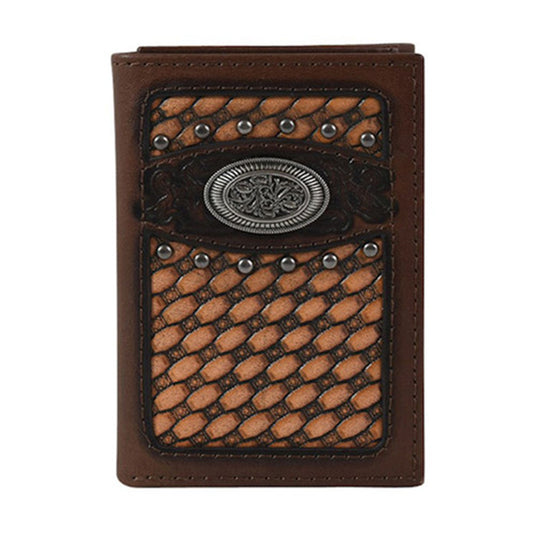 22054765W4 - Justin Trifold Wallet Chestnut Basketweave