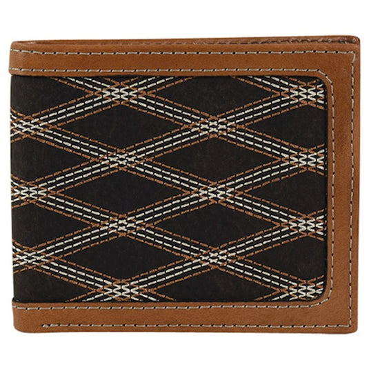 22054842W5 - Justin Slim Bi-Fold Wallet Crisscross Stitch