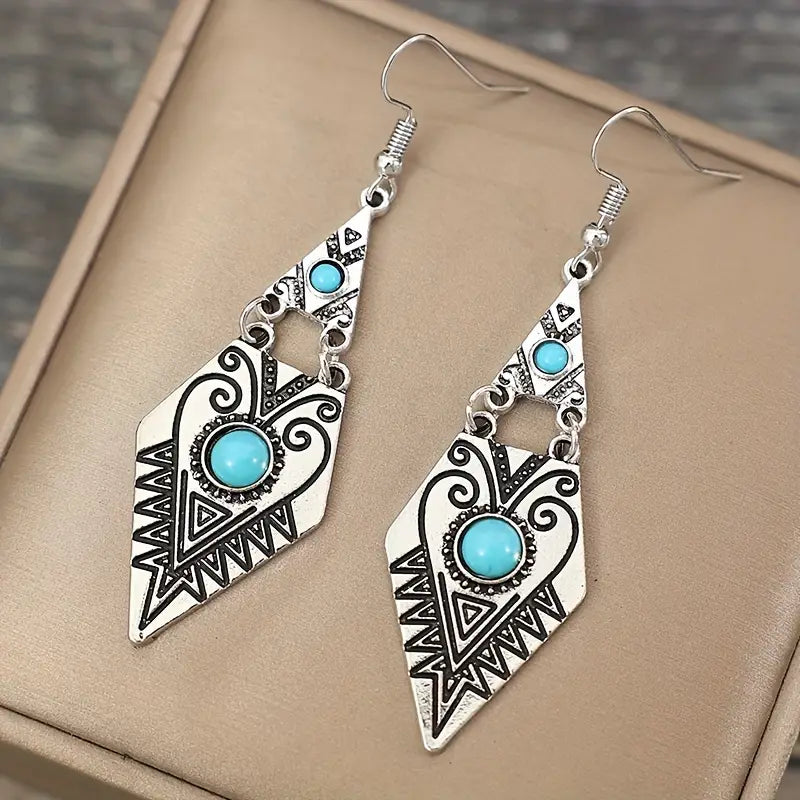 Load image into Gallery viewer, TMER3 - Turquoise Drop Shaped Earrings
