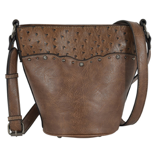 22109737 - Justin Bucket Bag Brown W/Ostrich Texture