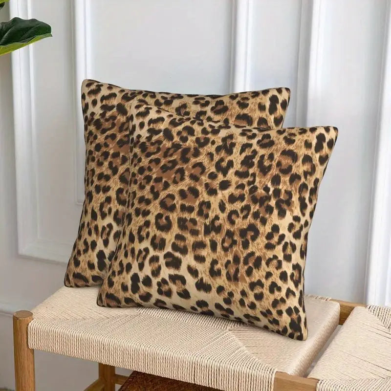 Load image into Gallery viewer, TMPL56 - Set of 2 - 18&quot; x 18&quot; Leopard Print Throw Pillows
