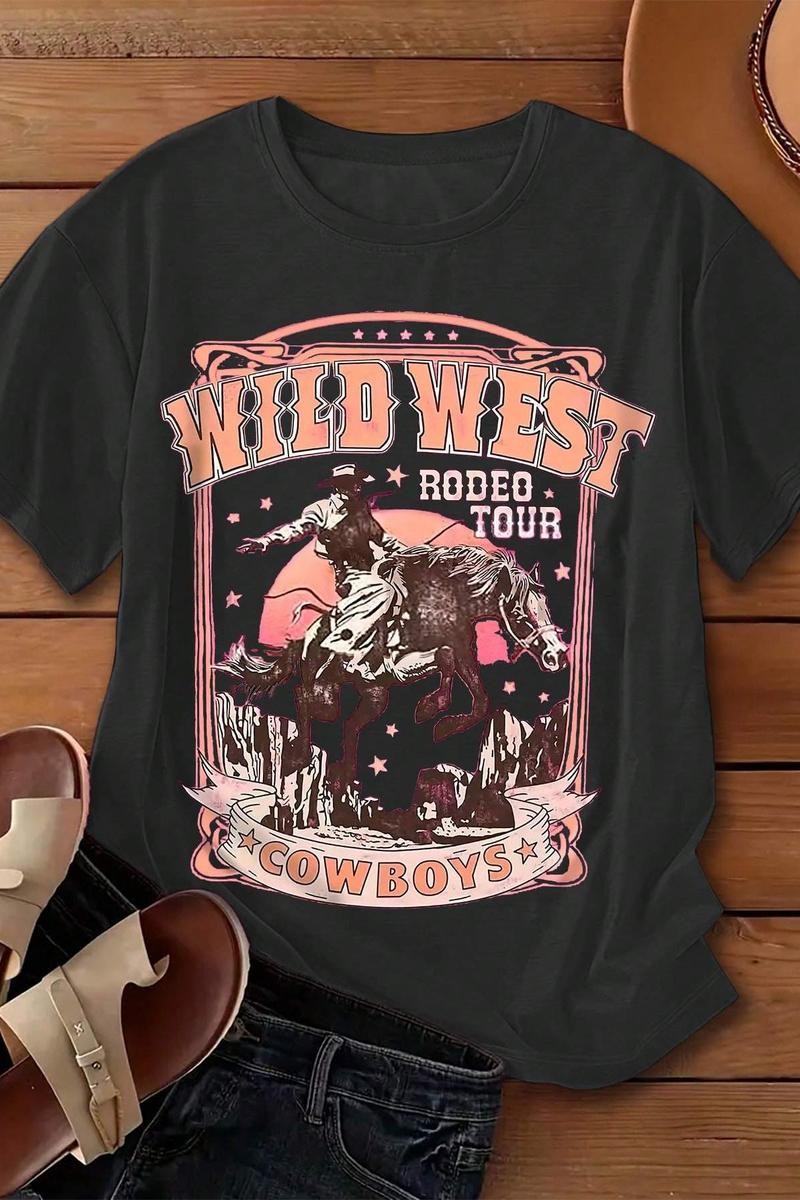 Load image into Gallery viewer, PYSHT2 - Black Wild West Rodeo Tour T Shirt
