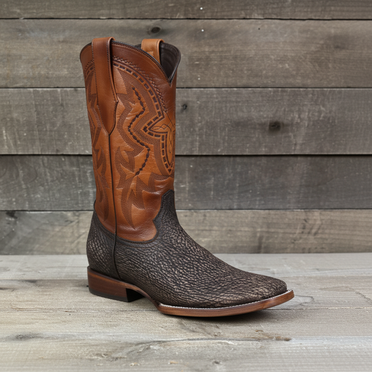 8000 - RockinLeather Men's Distressed Brown Genuine Sharkskin Boots