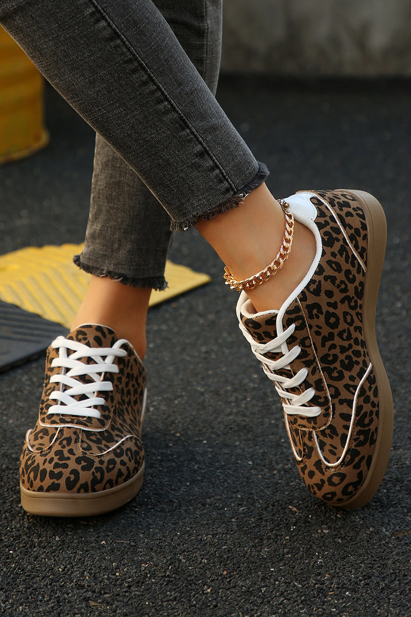 Load image into Gallery viewer, DLLSHOE 13 - Coffee Shiny Leopard Print Training Shoes

