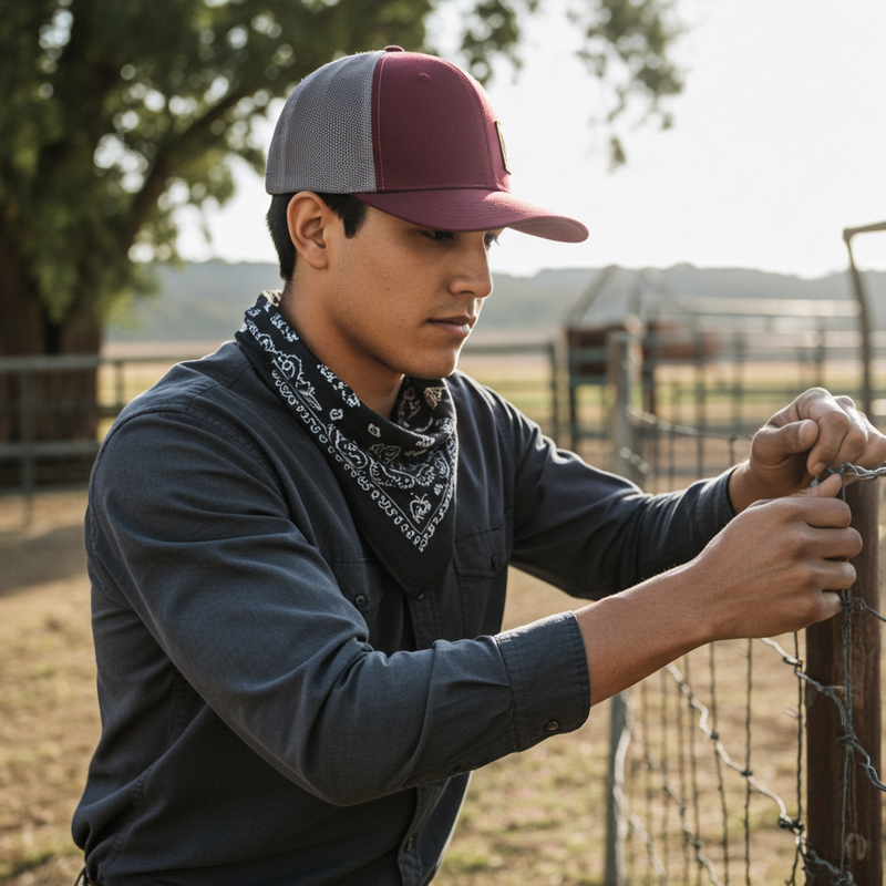 Load image into Gallery viewer, CP119 - Cowboy Prayer Leather Patch Maroon/Grey Cap
