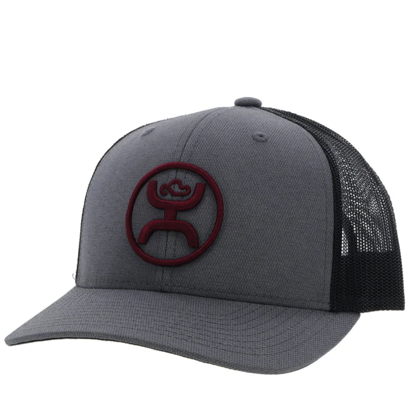 Load image into Gallery viewer, 2309T - GYBK - HOOEY  &quot;O CLASSIC&quot; GREY/BLACK HAT W/ MAROON LOGO
