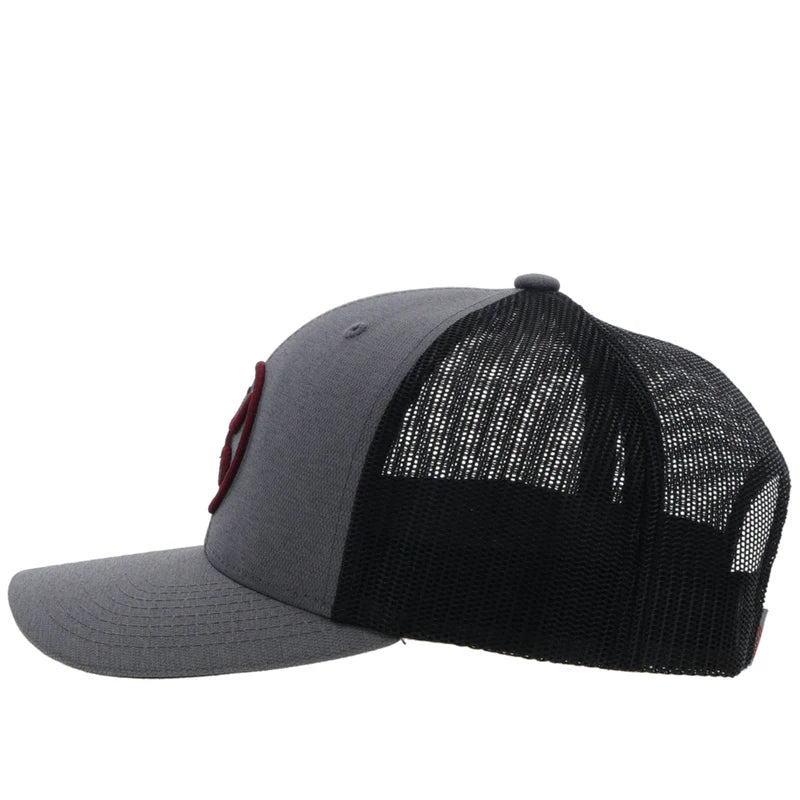 Load image into Gallery viewer, 2309T - GYBK - HOOEY  &quot;O CLASSIC&quot; GREY/BLACK HAT W/ MAROON LOGO
