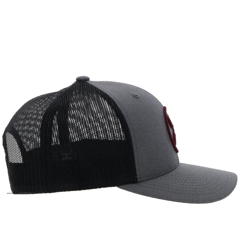 Load image into Gallery viewer, 2309T - GYBK - HOOEY  &quot;O CLASSIC&quot; GREY/BLACK HAT W/ MAROON LOGO
