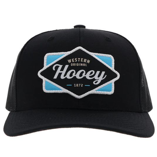 2322T-BK - Hooey "Diamond" Hat Black w/Light Blue/Black/ White Patch
