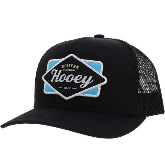 2322T-BK - Hooey "Diamond" Hat Black w/Light Blue/Black/ White Patch