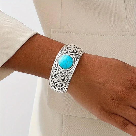 TMBC12 - Turquoise Open Bangle Bracelet