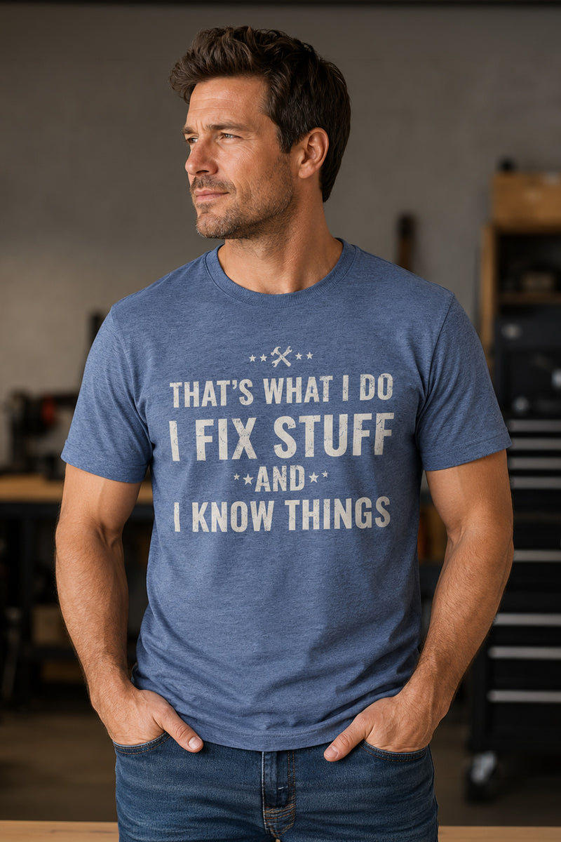 Load image into Gallery viewer, VT2 - Funny Fix Stuff And Know Things T-Shirt
