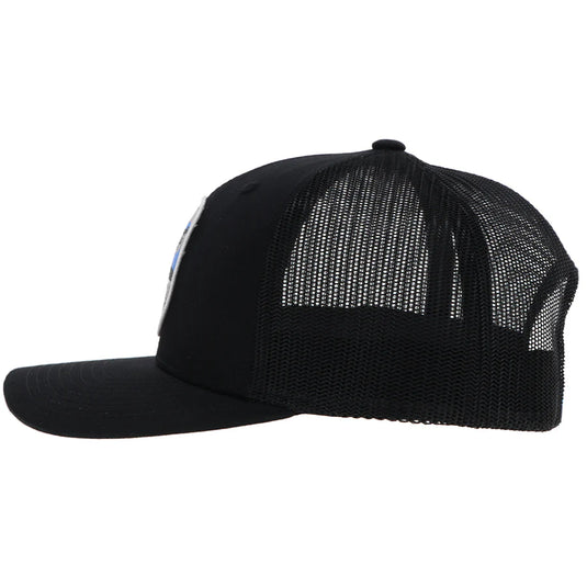 2344T-BK - Hooey "Cheyenne" Black w/Blue/White/Black Patch Hat