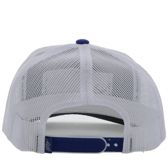 2353T-BLWH - Hooey "Rodeo" Blue/White Hat W/Serape & Black Patch