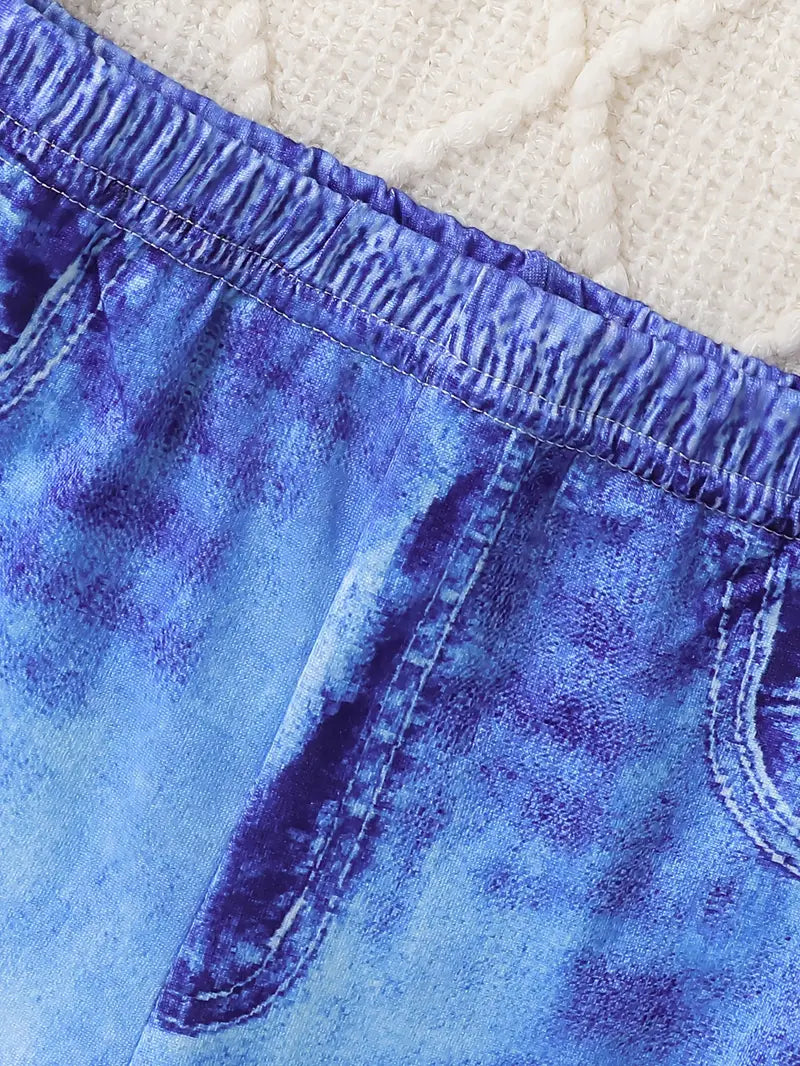 Load image into Gallery viewer, TMCHD42 - Girl&#39;s 2 Piece Sassy Faux Denim Outfit

