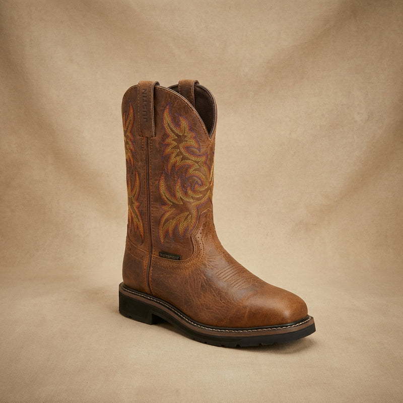 Load image into Gallery viewer, WKL4689 - Justin Ladies Stampede Square Toe Waterproof Western Boot
