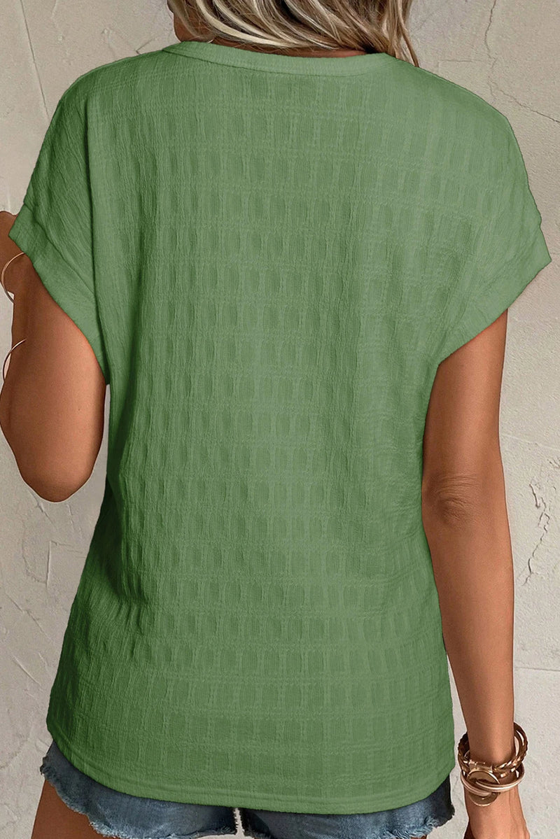Load image into Gallery viewer, DLLS552 - Ladies Grass Green Solid Color Textured Batwing Sleeve Tee

