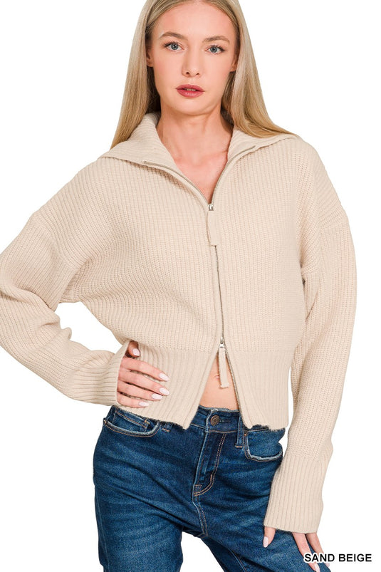 ZEN 9 - Ladies Collared Zip Up Sweater